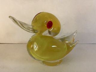 Vintage 1950s Seguso Murano Glass Figurine Yellow Duck Venetian Figure