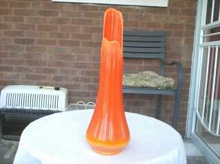 Vintage Large Le Smith Orange Slag Glass Stretch Swung Vase