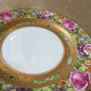 Gorgeous Gold By Rosenthal 10 1/4” Charger Cabinet Plate Pink Roses Selb Bavaria