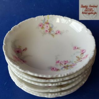 6 Theodore Haviland Limoges France Schleiger 342/118a 3 " Butter Pats.  Pink Roses