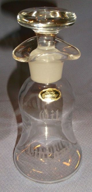Vintage Cambridge Glass Engraved Oil/vinegar Cruet/jar/bottle W/stopper 6 5/8 " H