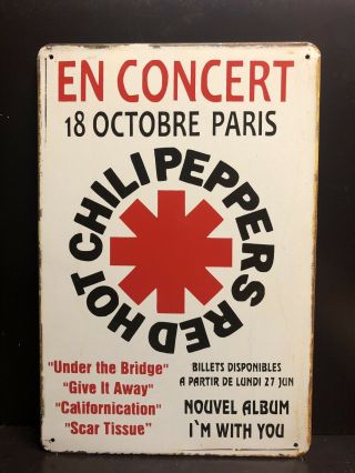 Red Hot Chili Peppers Paris En Concert Poster Vintage Large Metal Sign 40x30 Cm