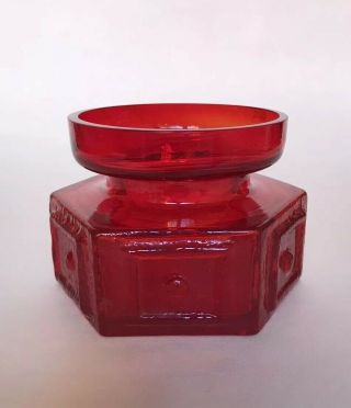 Dartington Hexagonal Ruby Glass Vase - Frank Thrower