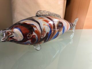 Large 52cm Rare Collectable Murano Fish Multi Colour Glass