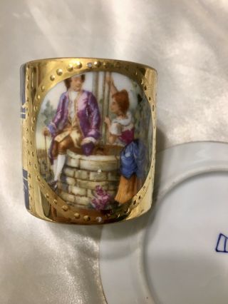 Antique Royal Vienna - Hand Painted - Porcelain Portrait - Demitasse Cup/Saucer Couple 6
