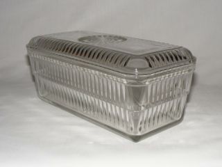Vintage Depression Glass Hoosier Lidded Refrigerator Butter Dish Box 1930 S
