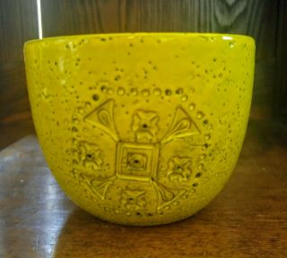 Mid Century Modern Bitossi Rosenthal Netter Italy Yellow Pottery Planter Bowl
