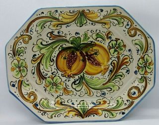 Vintage Rustic Italian Hand Painted Pottery Serving Bowl " Il Rustico Caltagirone