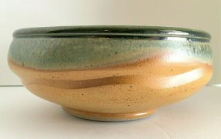 Studio Pottery Bowl Brown Green Blue 3 " H 6.  5 " Diam Signed Handmade Stoneware Euc