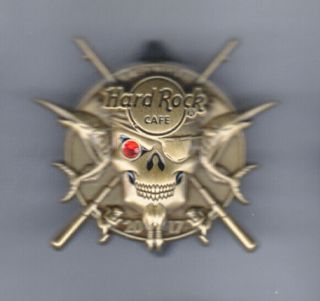 Hard Rock Cafe Pin: Key West 2017 3d Gold Pirate Skull Le300