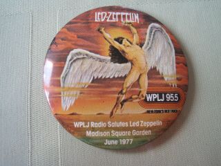 Vintage 1977 Led Zeppelin Madison Square Garden Button York City Wplj