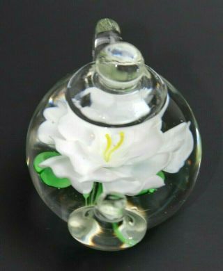 Dynasty Gallery Heirloom Collectibles Art Glass Teapot Paper Weight White Flower 3