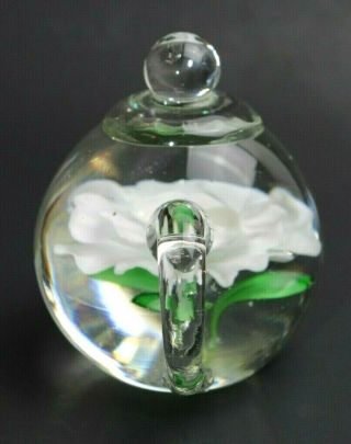 Dynasty Gallery Heirloom Collectibles Art Glass Teapot Paper Weight White Flower 4