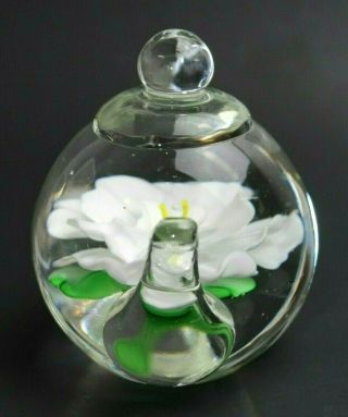 Dynasty Gallery Heirloom Collectibles Art Glass Teapot Paper Weight White Flower 5