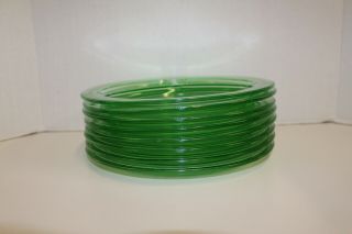 Smith Glass Homestead Green Depression 9” Grill Divided Plate Vintage; Set Of 4