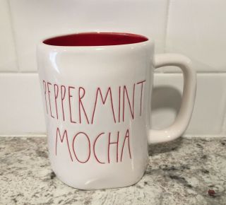 2019 Rae Dunn Christmas Mug Peppermint Mocha Red Interior