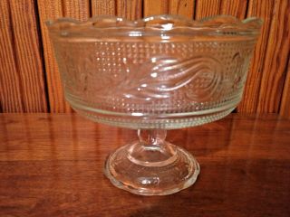 Vintage E.  O.  Brody Clev.  Glass Co.  Clear Compote/trifle Footed Pedestal Dish