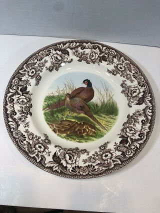 Spode Woodland Pheasant Game Bird Dinner Plate 10 3/4 " England Brown & Cream