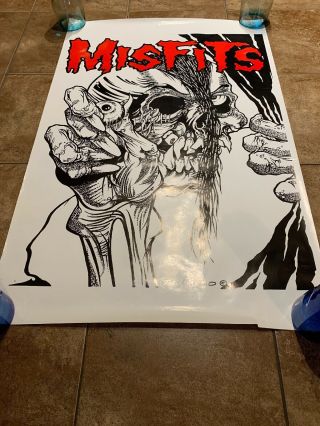 Vintage Misfits Poster 23 X 35 Pushead White Skull With Red Large
