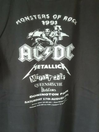 DONINGTON Monsters Of Rock 1991 Poster T Shirt Retro Handmade Classic Rock 3