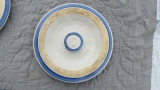 Antique Blue White Stoneware Crock Lid 3 Salt Glaze