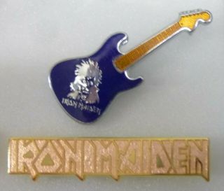 Iron Maiden Enamel Lapel Pin Badges X 2 Pop Music Heavy Metal Band Guitar D Blue