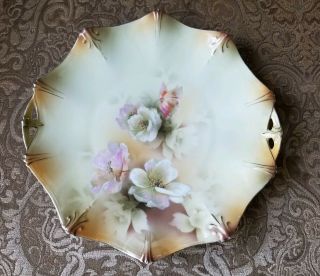Antique/vintage Porcelain Plate Rs Prussia Hand Painted W Pink Roses