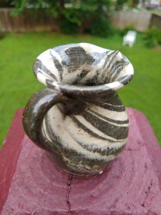 Charles Lisk Mini Swirl Pitcher Vase Jug Face Catawba Valley Folk Pottery Nc