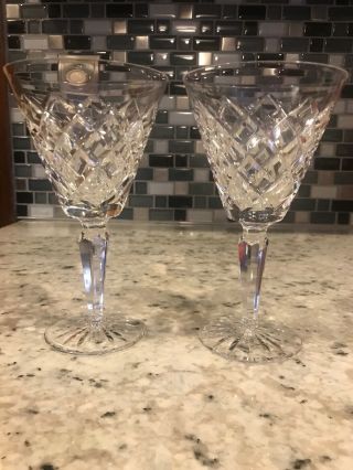 Waterford Irish Crystal Tyrone Pattern Claret Wine Glass 7 " High/ Set Of 2