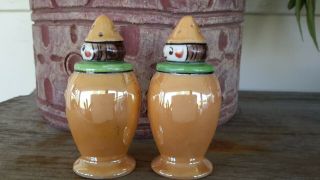 Noritake Art Deco Lustre Ware Clown Salt and Pepper Shakers Set 2