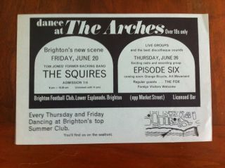 Episode Six The Fox 1968 Flyer And Ticket For The Arches Brighton Gig Psych