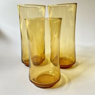 Libbey Mcm Amber Drinking Glasses Glass Mid Century Tumblers Barware Euc