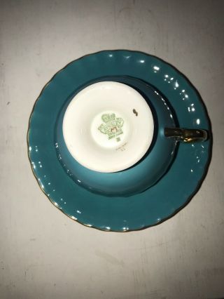 Vintage Ansley Green Orchard Fruits Fine Bone China Cup & Saucer Signed VGC 3