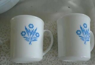 2 Vintage Corning Ware Blue Cornflower Cups Coffee Mugs In Perfect Shape
