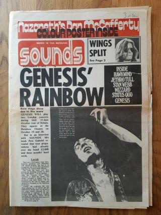 Sounds Music Newspaper September 1st 1973 Humble Pie Genesis Rolling Stones