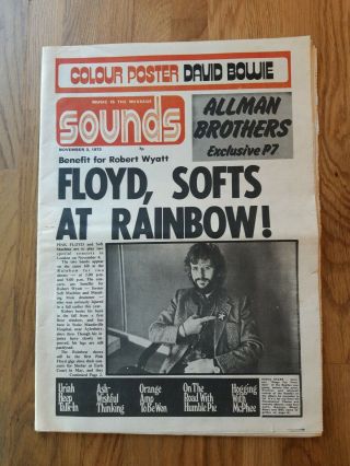 Sounds Music Newspaper November 3rd 1973 Pink Floyd Ringo Starr David Bowie Post