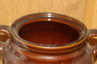 Monmouth Pottery Western Stoneware Brown Bean Pot w/Lid Stamped USA 3