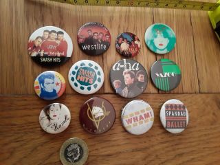 12 X Vintage 1980s/90s/00s Boy Band Pop Music Badges Pins Pinback Buttons
