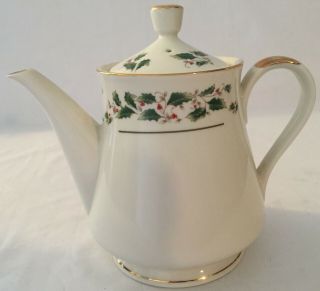 Vintage Fine China Japan Holly Holiday (fcj5) Teapot With Lid