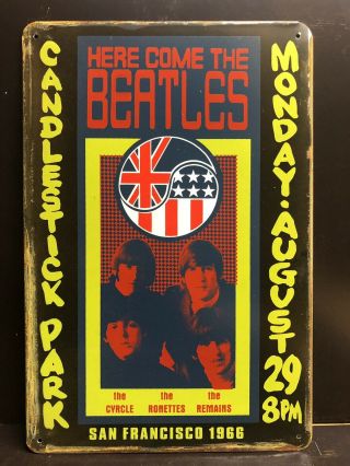 The Beatles San Francisco 1966 Concert Poster Vintage Large Metal Sign 30x40 Cm