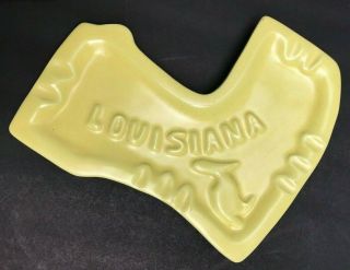 Old Vintage Camark Yellow Pottery Louisiana Ashtray Big Mid Century Modern Mcm