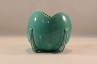 Vtg Nelson Mccoy Art Pottery Aqua Turquoise Green Ball Planter Vase 1940 
