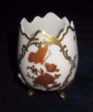 Orlik Limoges France Egg Shaped Footed Pedestal Vase Bowl Gold Roses Butterfly