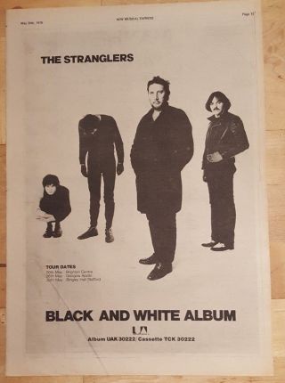 Stranglers Black And White Tour 1978 Press Advert Full Page 28 X 39 Cm Poster