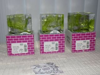 3 In Boxes Kosta Boda Ice Brick Lime Green Tea Votive Candle Holders