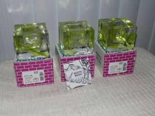 3 IN BOXES KOSTA BODA ICE BRICK LIME GREEN TEA VOTIVE CANDLE HOLDERS 5