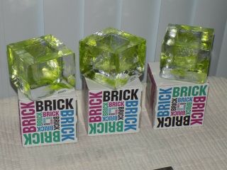 3 IN BOXES KOSTA BODA ICE BRICK LIME GREEN TEA VOTIVE CANDLE HOLDERS 7