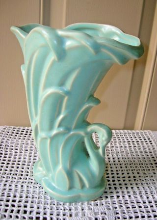 Vintage Mccoy Figural Swan Vase Blue Green 1940 