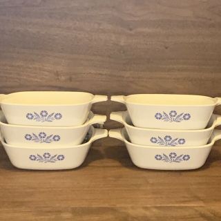 6 Corning Ware Blue Cornflower Petite Pans Dishes 1 3/4 Cup P - 41 No Lids