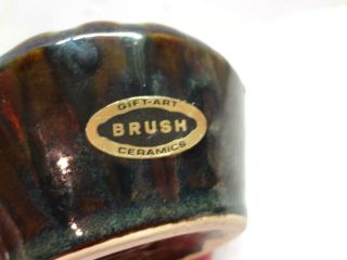 Vintage Brush McCoy Pottery Inkwell or Bud Vase Drip Glaze Green / Brown 5